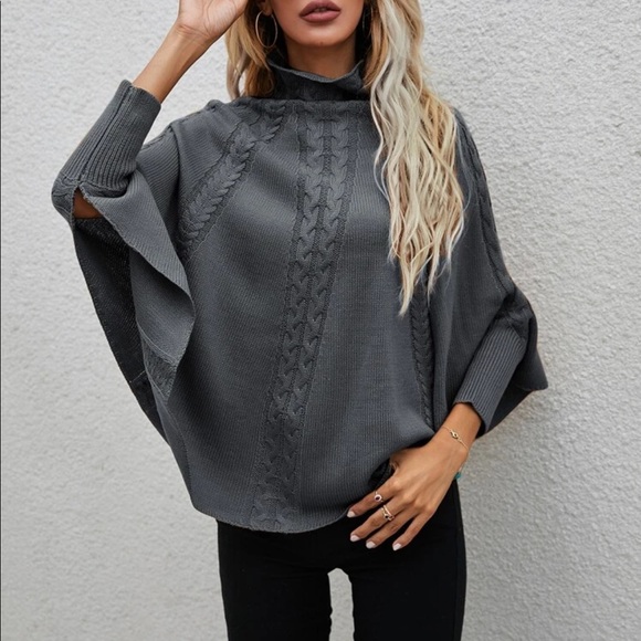 Boho cable knit sweater dark gray - Picture 4 of 16